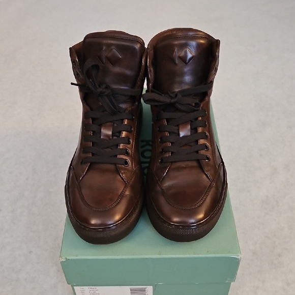 KOIO Men's Leather High-Top Sneakers in Dark Brown - Picture 3 of 8